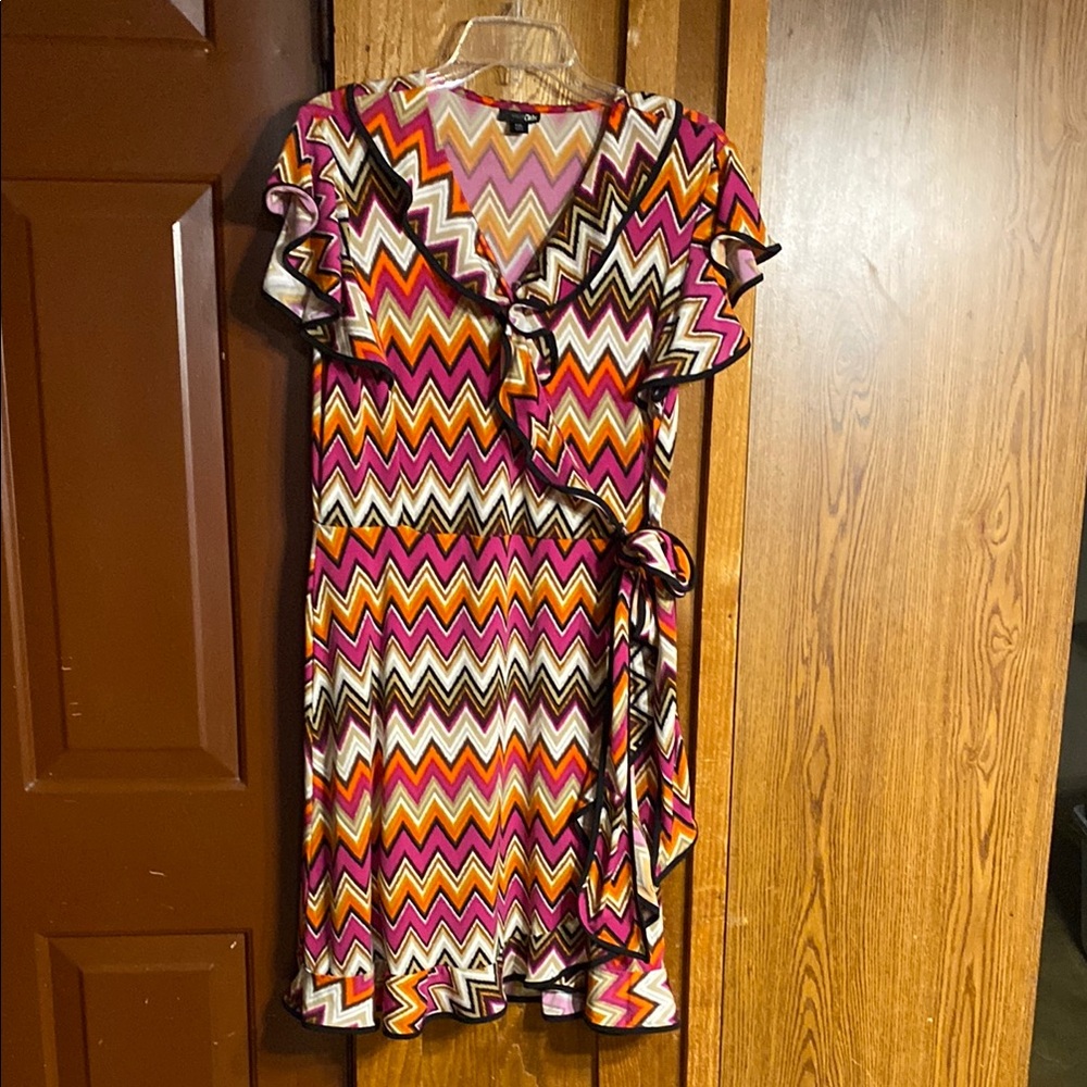 Colorful Chevron Wrap Dress